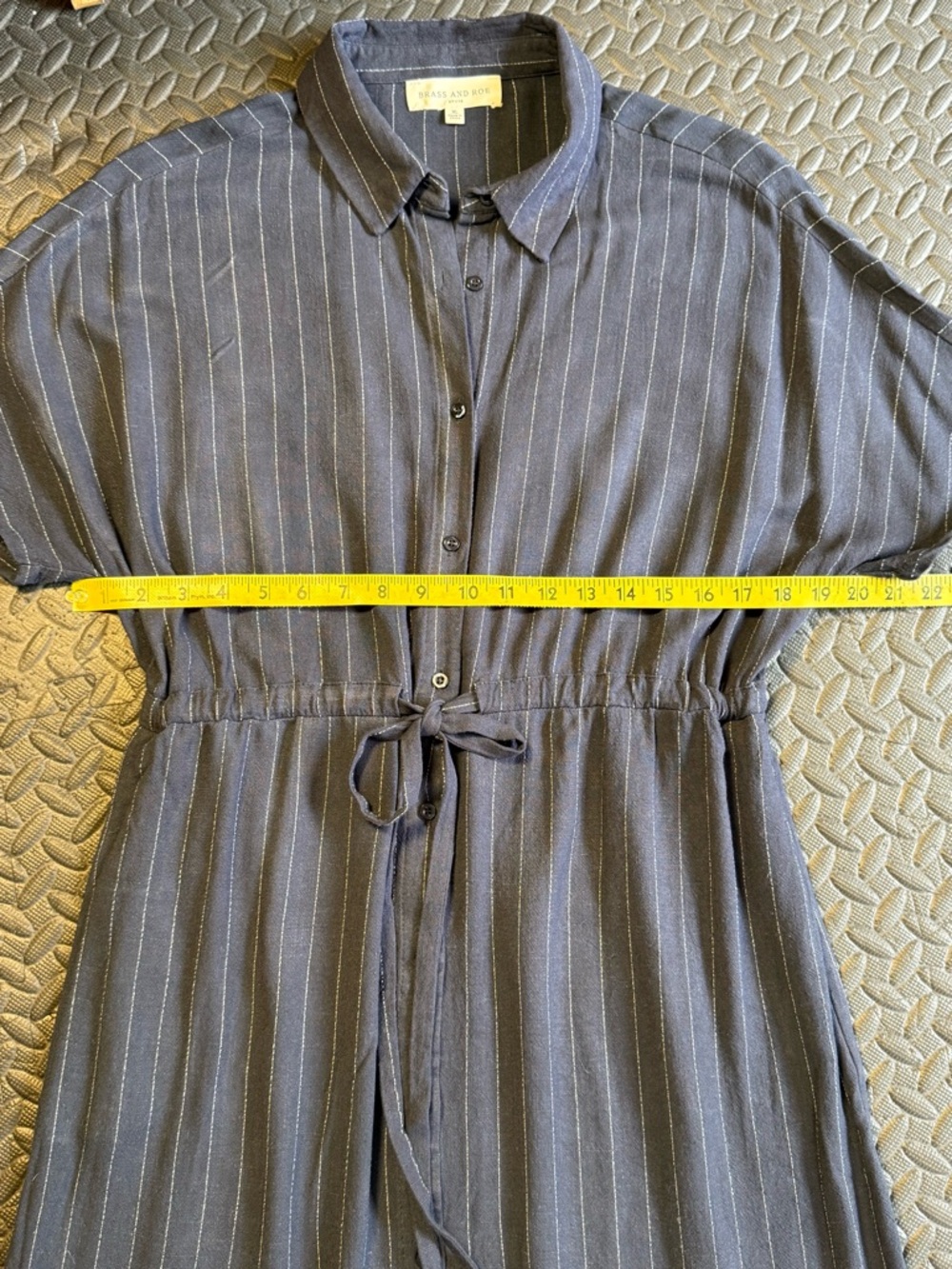Mango Navy Pinstripe Midi Shirt Dress with Tie Waist. - Picture 5 of 8